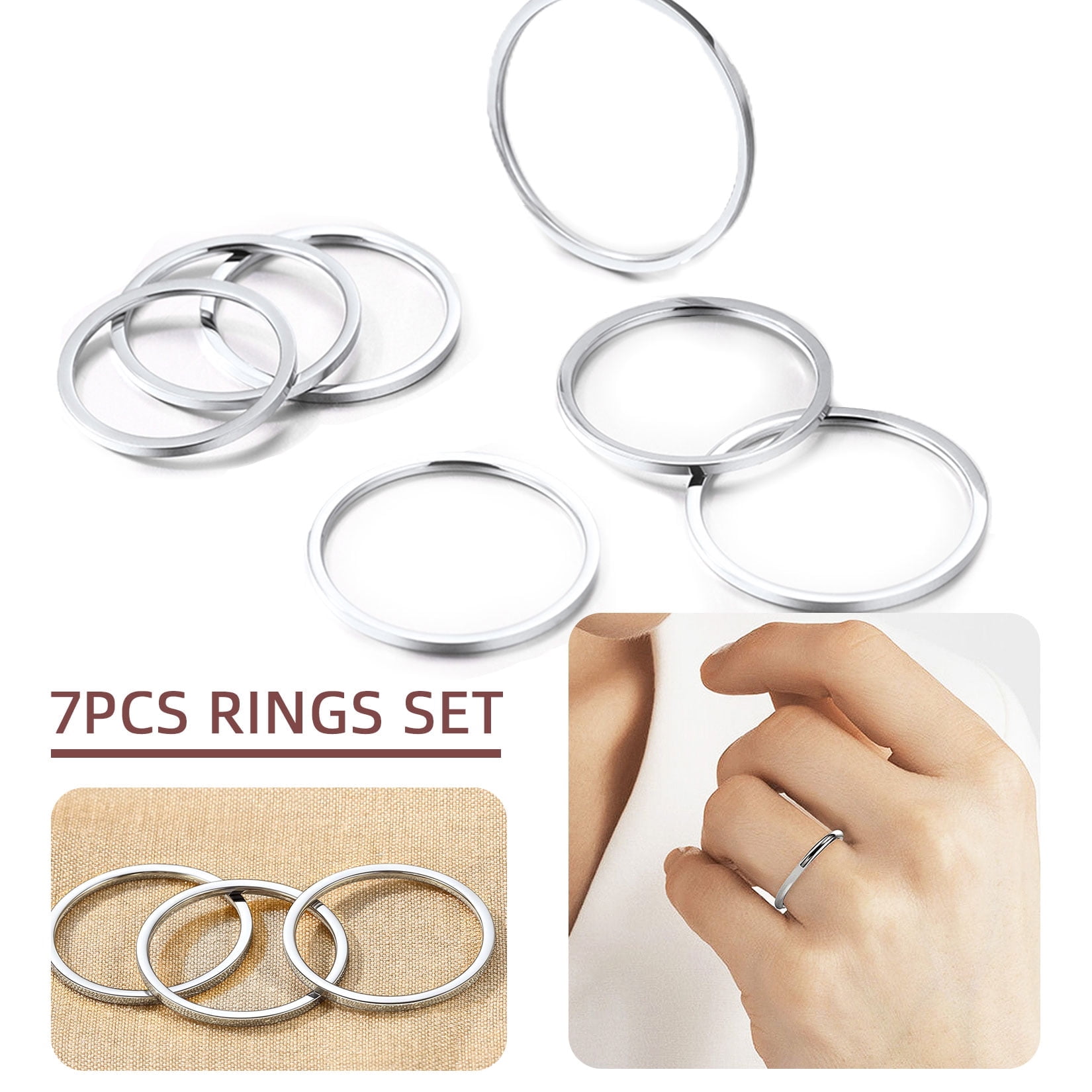 Destiny Jewels Silver Plated Combo of 10 Simplicity Finger Ring Set For  Women & Girls